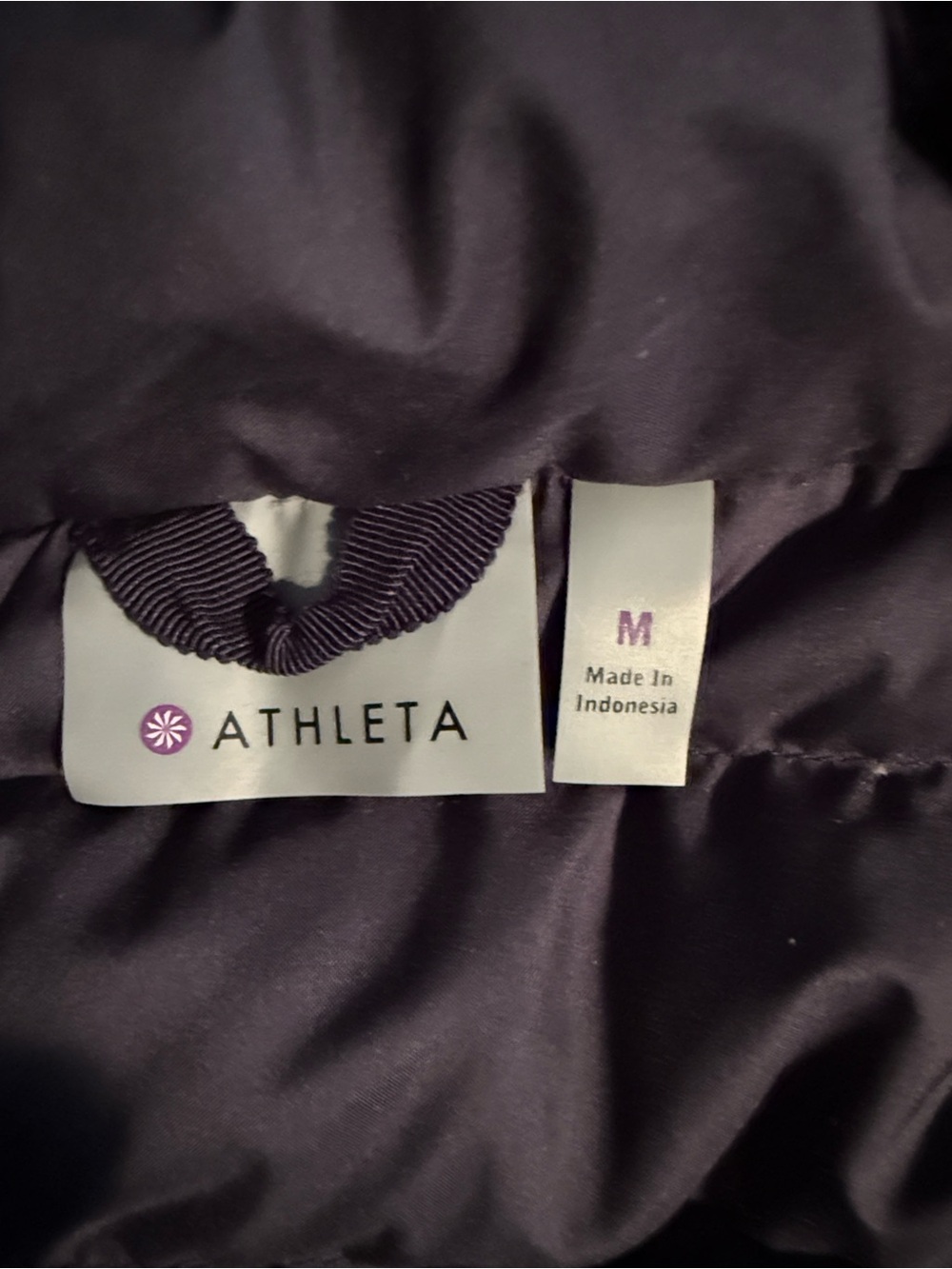 Athleta Responsible Down Waffle Knit Puffer Jacket Navy Blue Medium - Picture 8 of 10